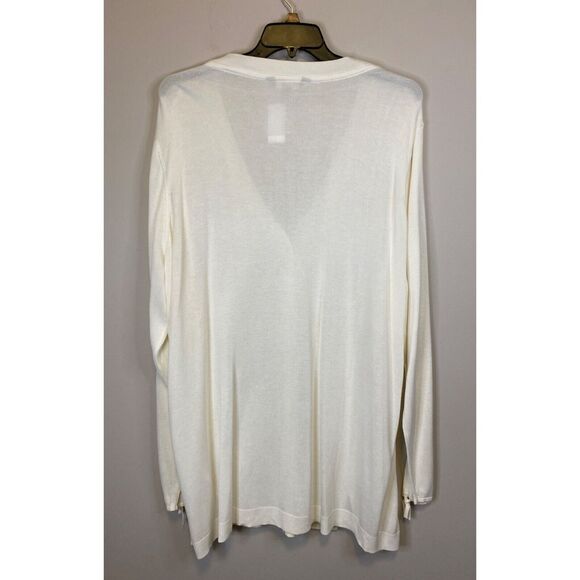 Ulla Popken Ivory Cardigan Sweater Women Plus Size 28/30 V Neck Button Front - Picture 2 of 13